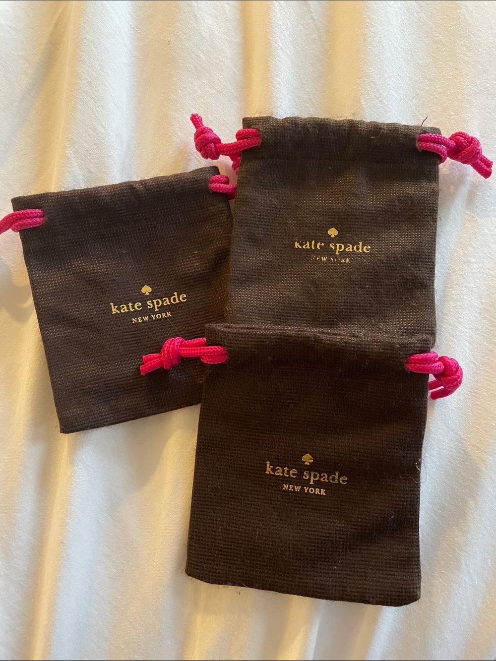 kate spade Brown Bags with Hot Pink Drawstrings - Accessory Pouches - Picture 1 of 5